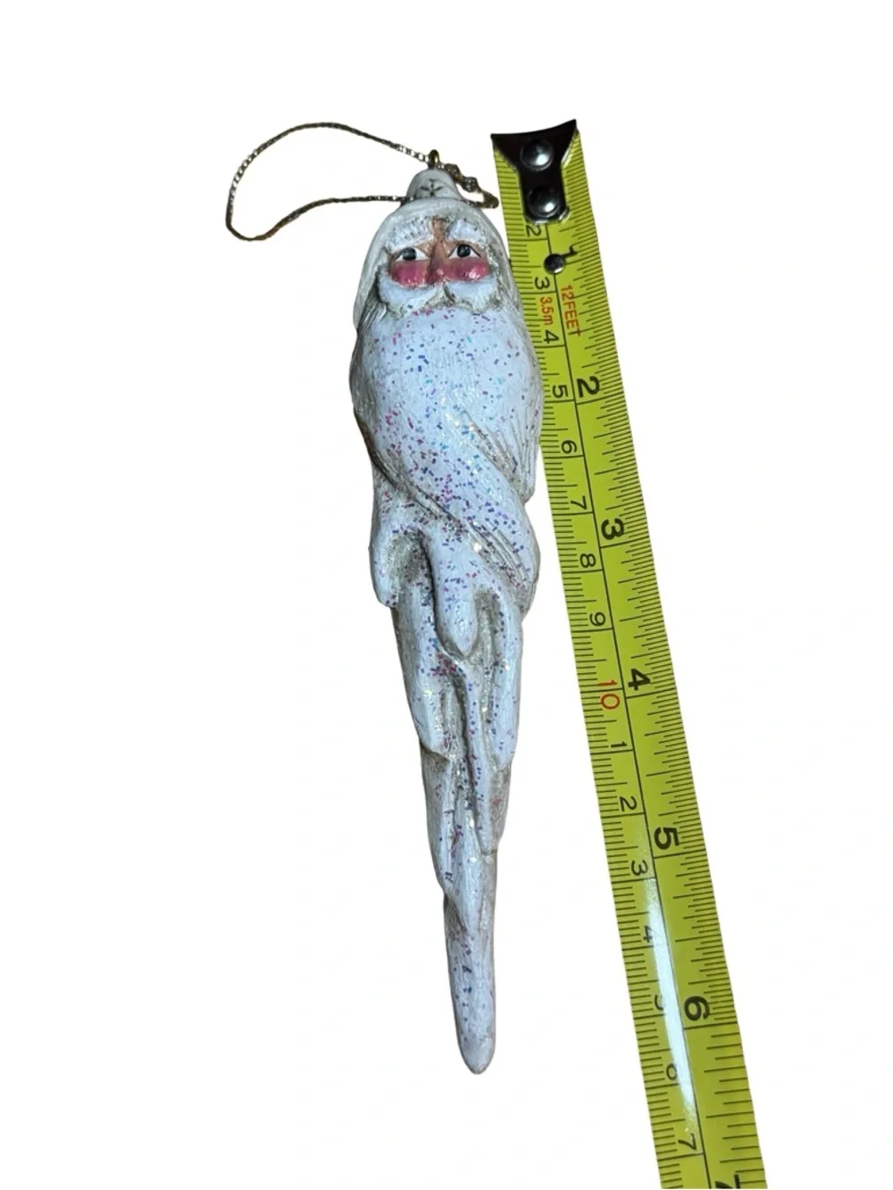 VTG Icicle Santa Clause Christmas Ornament Long Beard Folk Art Signed Schifferl